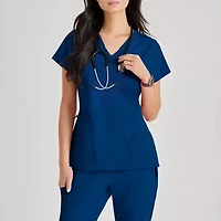 Barco Unify But167 Purpose 4-Pocket Womens Plus Tall V Neck Short Sleeve Stretch Fabric Moisture Wicking Wrinkle Resistant Scrub Top