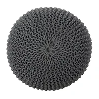 Nahunta Modern Knitted Cotton Pouf Ottoman