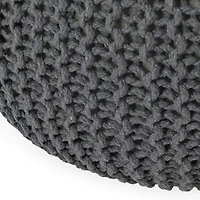 Nahunta Modern Knitted Cotton Pouf Ottoman
