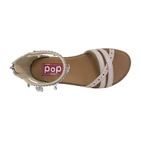 Pop Allium Little & Big Kid Girls Ankle Strap Footbed Sandals