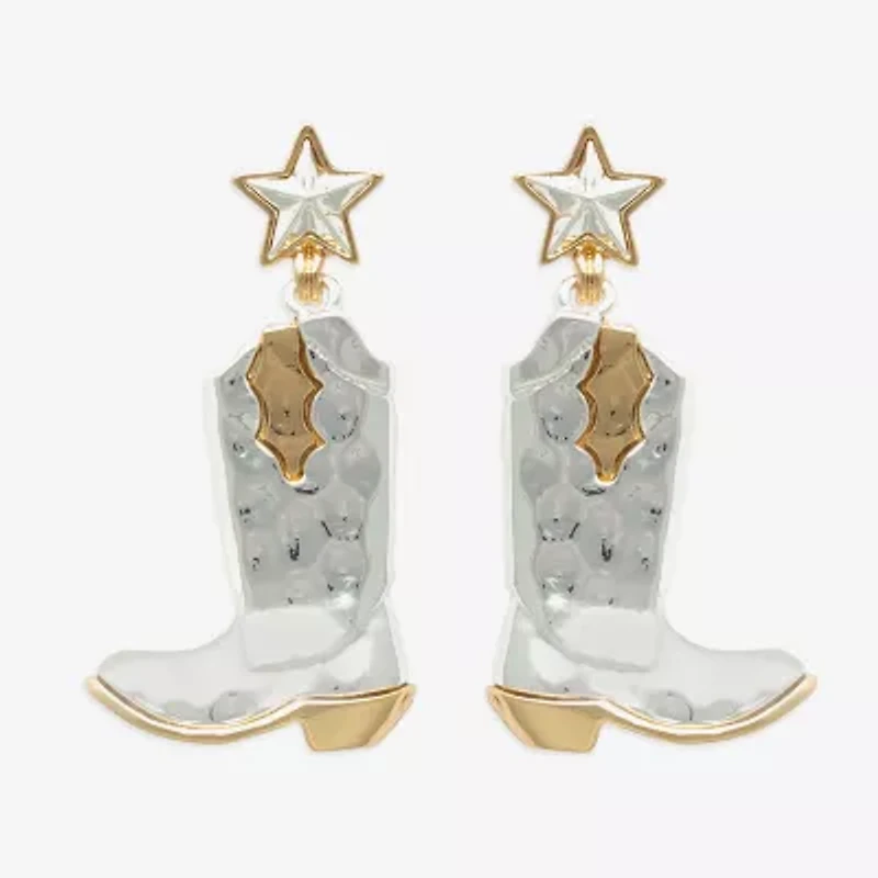 Bijoux Bar Two Tone Boots Womens Drop Earrings