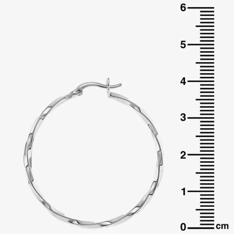 Silver Reflections Womens 40mm Hoop Earrings