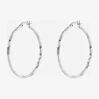 Silver Reflections Womens 40mm Hoop Earrings