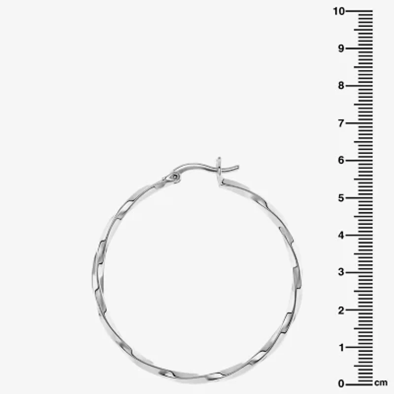 Silver Reflections Womens 60mm Hoop Earrings