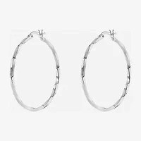 Silver Reflections Womens 60mm Hoop Earrings