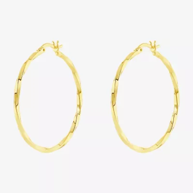 Silver Reflections Womens 18K Gold Over Brass 60mm Hoop Earrings