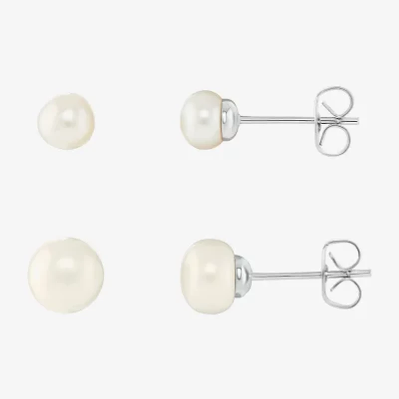 Silver Reflections Womens 2 Pair Earring Set