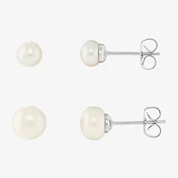 Silver Reflections Womens 2 Pair Earring Set