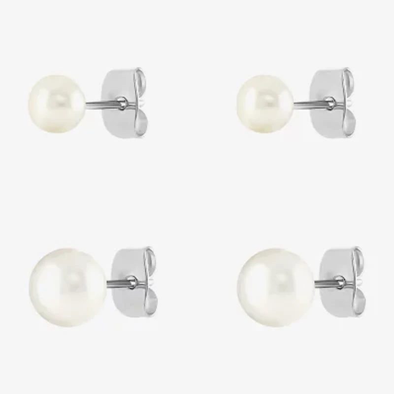 Silver Reflections Womens 2 Pair Earring Set