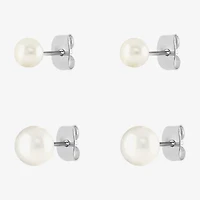 Silver Reflections Womens 2 Pair Earring Set