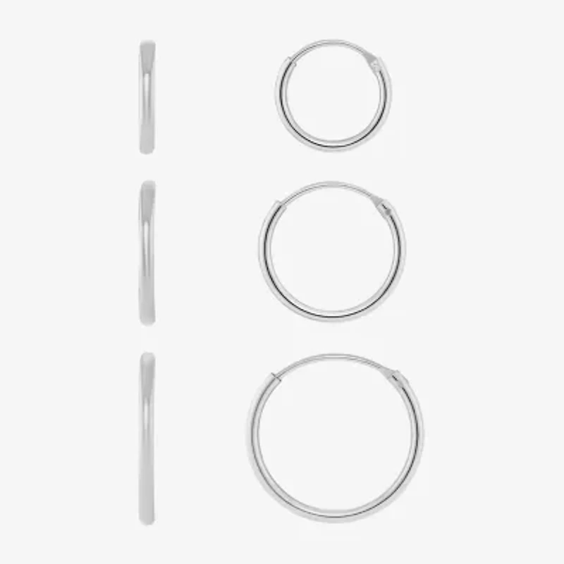 Silver Reflections Womens 3 Pair Earring Set