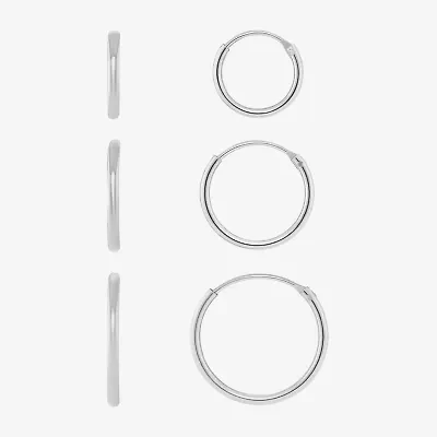 Silver Reflections Womens 3 Pair Earring Set
