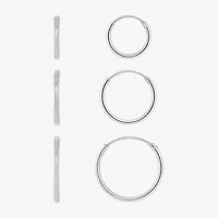 Silver Reflections Womens 3 Pair Earring Set