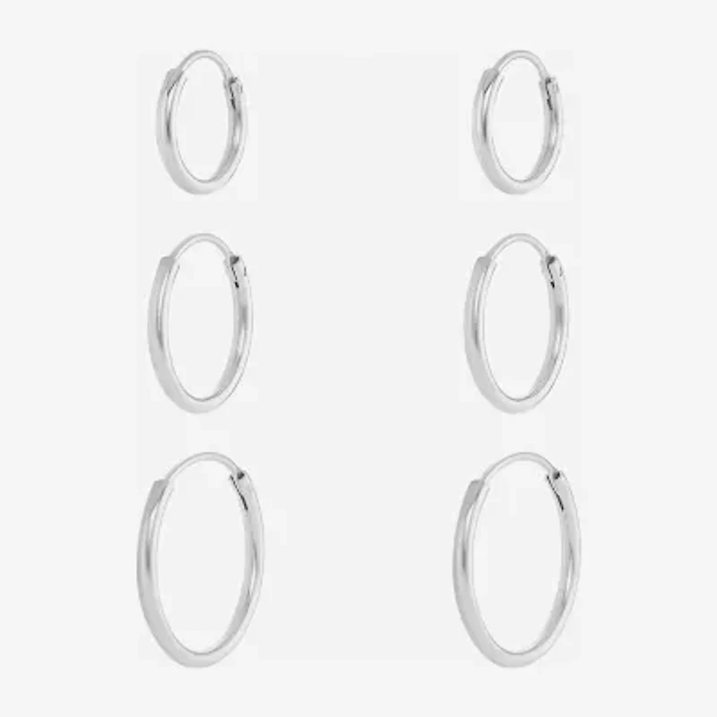Silver Reflections Womens 3 Pair Earring Set