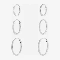 Silver Reflections Womens 3 Pair Earring Set