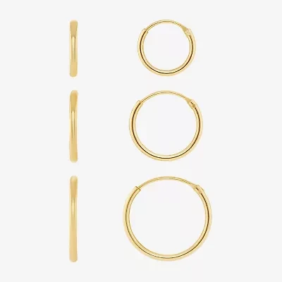 Silver Reflections Womens 18K Gold Over Brass 3 Pair Earring Set