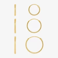 Silver Reflections Womens 18K Gold Over Brass 3 Pair Earring Set