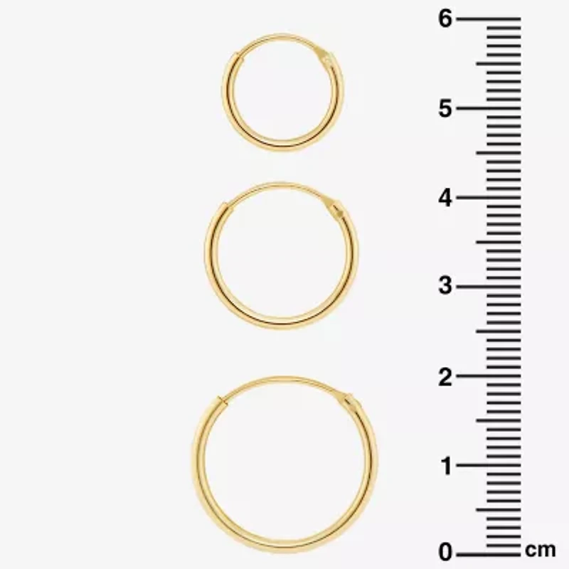 Silver Reflections Womens 18K Gold Over Brass 3 Pair Earring Set