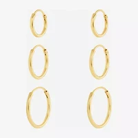 Silver Reflections Womens 18K Gold Over Brass 3 Pair Earring Set