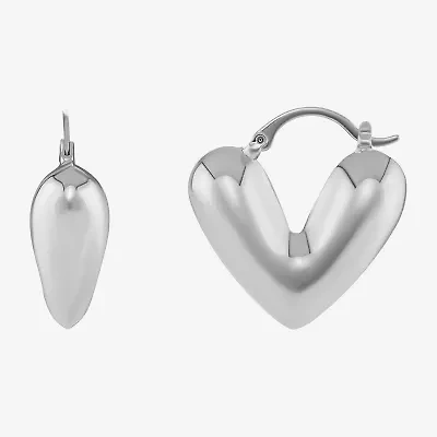 Silver Reflections Womens 25mm Heart Hoop Earrings