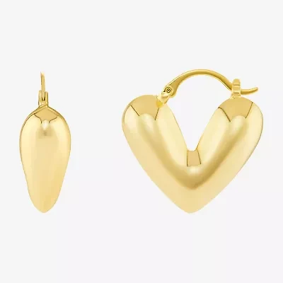 Silver Reflections Womens 18K Gold Over Brass 25mm Heart Hoop Earrings