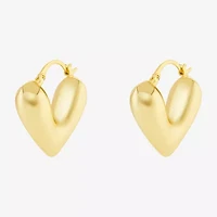 Silver Reflections Womens 18K Gold Over Brass 25mm Heart Hoop Earrings