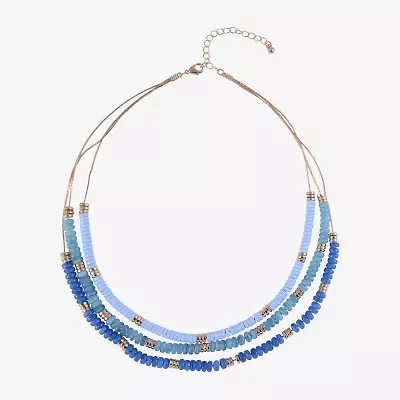 Mixit Layered Womens 17 Inch Beaded Necklace