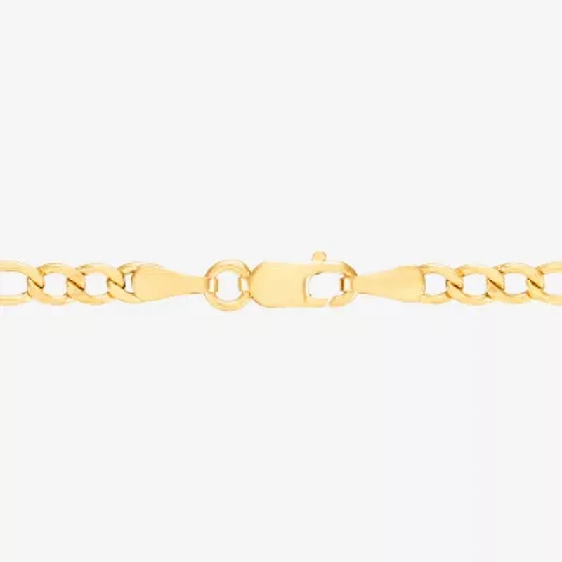 Made in Italy Womens 10K Gold 7.5 Inch Hollow Figaro Chain Bracelet