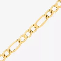 Made in Italy Womens 10K Gold 7.5 Inch Hollow Figaro Chain Bracelet