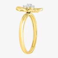 Womens 1/8 CT. T.W. Natural White Diamond 10K Gold Flower Cocktail Ring