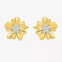 1/8 CT. T.W. Natural White Diamond 10K Gold 11.2mm Flower Stud Earrings