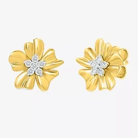 1/8 CT. T.W. Natural White Diamond 10K Gold 11.2mm Flower Stud Earrings
