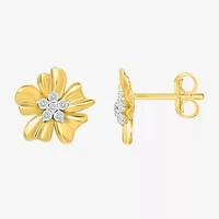 1/8 CT. T.W. Natural White Diamond 10K Gold 11.2mm Flower Stud Earrings