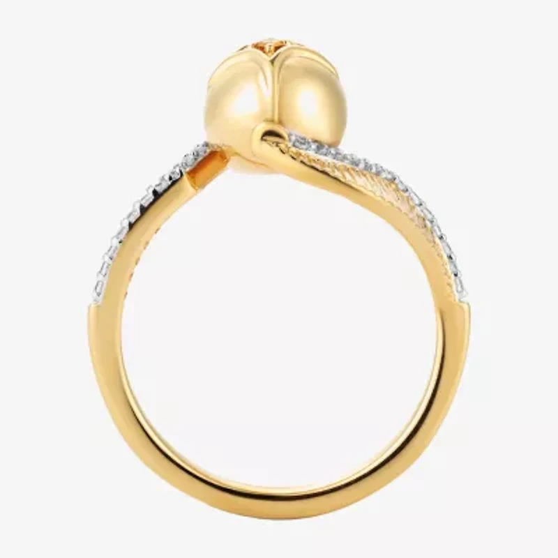Harry Potter (F/Si2) Womens 1/8 CT. T.W. Lab Grown Diamond Genuine Yellow Citrine 14K Gold Over Silver Cocktail Ring