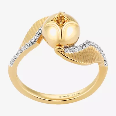Harry Potter (F/Si2) Womens 1/8 CT. T.W. Lab Grown Diamond Genuine Yellow Citrine 14K Gold Over Silver Cocktail Ring