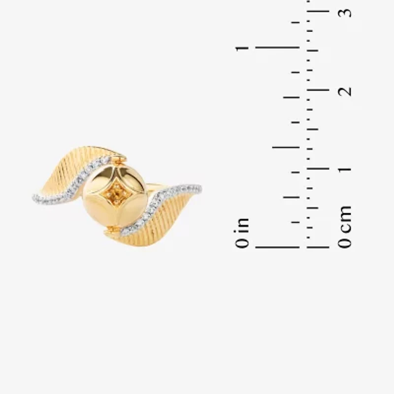 Harry Potter (F/Si2) Womens 1/8 CT. T.W. Lab Grown Diamond Genuine Yellow Citrine 14K Gold Over Silver Cocktail Ring