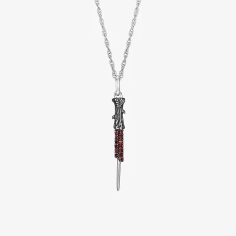 Harry Potter Womens Genuine Red Garnet Sterling Silver 16 Inch Pendant Necklace