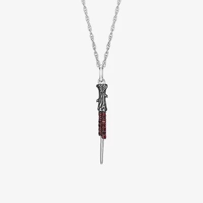 Harry Potter Womens Genuine Red Garnet Sterling Silver 16 Inch Pendant Necklace