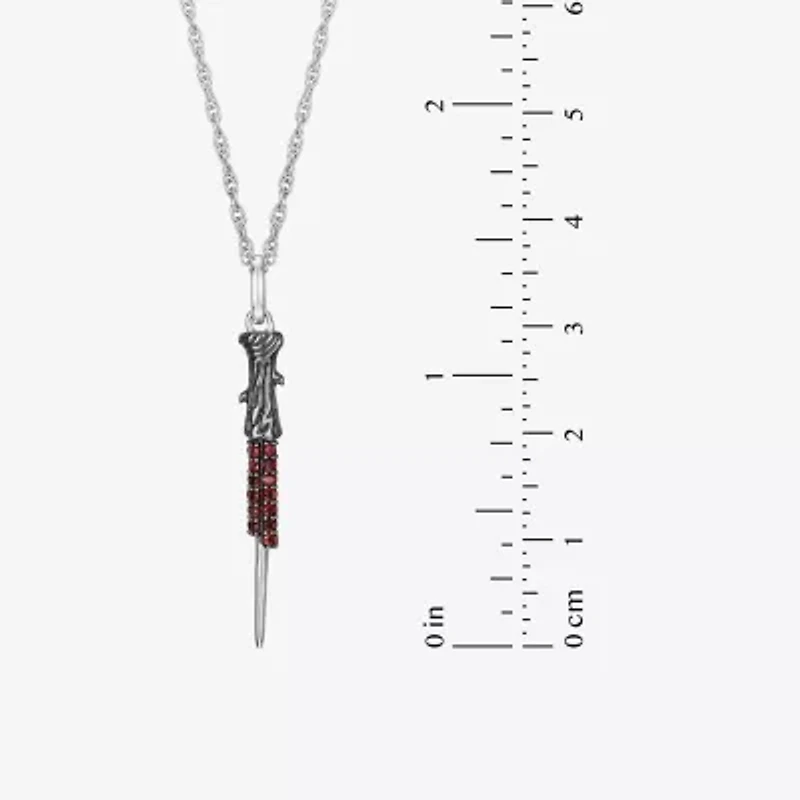 Harry Potter Womens Genuine Red Garnet Sterling Silver 16 Inch Pendant Necklace