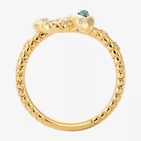 Harry Potter (F/Si2) Womens Lab Grown Diamond Accent Genuine Green Aventurine 14K Gold Over Silver Cocktail Ring