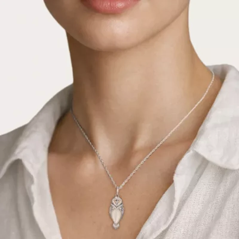 Harry Potter (F / Si2) Womens Diamond Accent Genuine White Mother Of Pearl 14K Two Tone Gold Over Silver 16 Inch Pendant Necklace