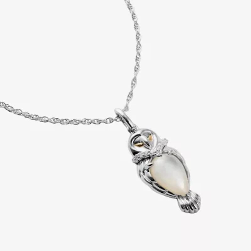 Harry Potter (F / Si2) Womens Diamond Accent Genuine White Mother Of Pearl 14K Two Tone Gold Over Silver 16 Inch Pendant Necklace