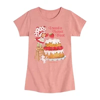 Little & Big Kid Girls Crew Neck Short Sleeve Regular Fit Strawberry Shortcake Graphic T-Shirt