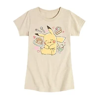 Little & Big Kid Girls Crew Neck Short Sleeve Regular Fit Pokemon Graphic T-Shirt
