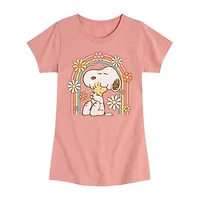 Little & Big Kid Girls Crew Neck Short Sleeve Regular Fit Peanuts Snoopy Graphic T-Shirt