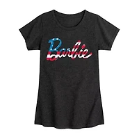 Little & Big Kid Girls Crew Neck Short Sleeve Regular Fit Barbie Graphic T-Shirt