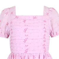 Lilt Big Kid Girls Short Sleeve Puffed A-Line Dress