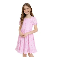 Lilt Big Kid Girls Short Sleeve Puffed A-Line Dress