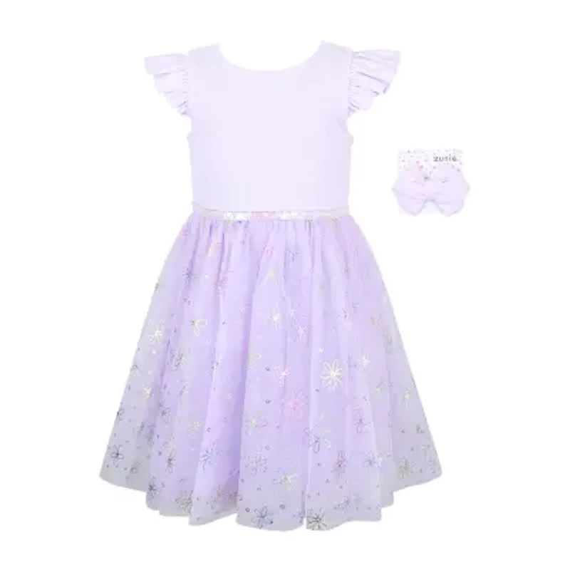 Lilt Little Girls Sleeveless Flutter A-Line Dress