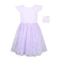 Lilt Little Girls Sleeveless Flutter A-Line Dress
